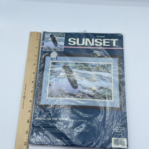 Vintage Sunset Crewel Embroidery Kit 11094 Eagle Spring on the River Nature - £14.78 GBP