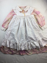 Vintage Patchwork Pink purple White Pinafore Toddler Dress Size 4T Ruffles Flaws - £27.65 GBP