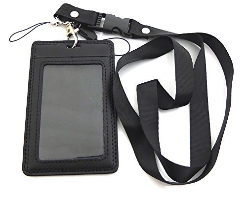 Bluemoona One Pcs - Genuine leather Vertical ID Card Badge Holder Business + Str