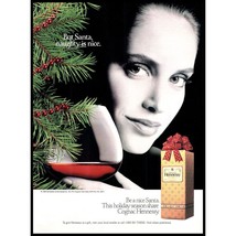 1991 Hennessy Cognac Brandy Vintage Print Ad Christmas Tree Santa is Naughty Art - £8.18 GBP