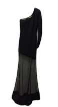 Symphony Black One Shoulder Long Sleeve Mesh Skirt Maxi Dress Gown S Sma... - $39.52