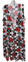 NWT LuLaRoe Medium Black White Plaid &amp; Red Green Floral Joy Stretchy Kni... - $60.00