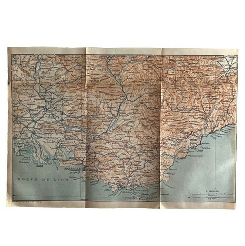Map Marseille Golfe Du Lion Southern France Rare 1914 Lithograph WW1 Era WHBS Item image 2