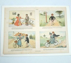 Antique 1897 Puck Magazine Bicycle Cartoon &quot;Up-To-Date&quot; 10x13.5 RARE PRINT - £39.22 GBP