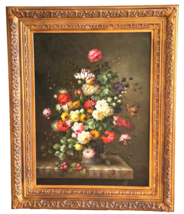 R. Hendricks Impressively Large Framed Flowers Oil Painting on Canvas 62 7/8&quot; H - £932.05 GBP