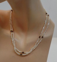 Unbranded Seed Pearl Necklace Mutlistrand (2) W Gold &amp; Purple Beads Sz 16&quot; - £27.69 GBP
