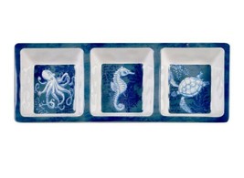 Octopus Seahorse Sea Turtle 3 Section Serving Tray Oceanic 18 x 13.5 Melamine - £23.79 GBP
