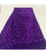 5 Yards Of Sequin Velvet Two Way Stretch Fabric For Sewing And Embellish... - $65.00