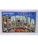 Greetings From AltaVista Virginia Large Big Letter Linen Postcard Curt T... - £49.45 GBP