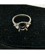 Vintage 1950s Sterling Silver Setting 2 Heart Shaped CZs Size 7 - £19.35 GBP