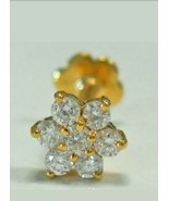D/VVS1 Diamond Flower Nose Pin Ring Piercing Screw Stud 14k Yellow Gold ... - $51.55 CAD