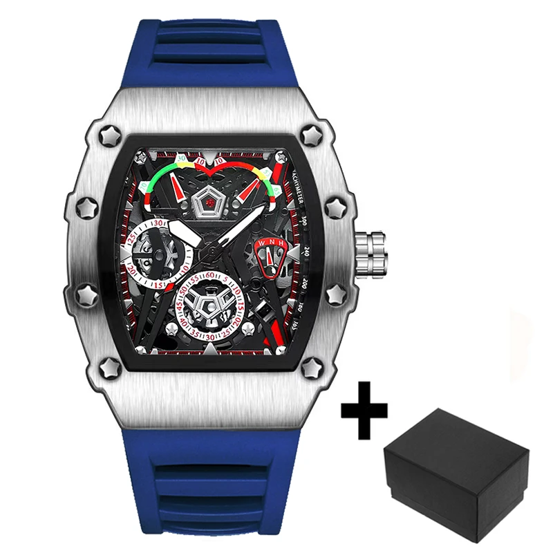 Factory Wholesale New Watch For Men Luxury Brand Black Tonneau Quartz Wa... - $29.69