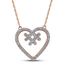 14K Rose Gold Plated Silver 0.25Ct TDW Diamond Hashtag Heart Pendant Necklace - £135.88 GBP
