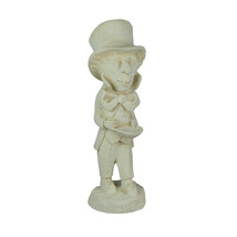 Mad Hatter Alice in Wonderland Antiqued White Finish Solid Cement Statue 19 Inch - $116.42