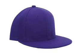Snapback Hat Baseball Cap With Flat Brim Adjustable Rear Plain Purple - $13.99