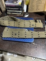 Lot of 2 Belgian M-1971 3 Hole Army Combat Pistol Belt w/ Brass Fittings - $29.69