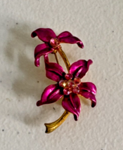 Park Lane Vibrant Pink Enameled Floral Brooch - $23.10