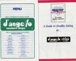 d&#39;angelo Sandwich Shops &amp; Chips Ice Cream Menu &amp; Healthy Delites Menu 1989 - $17.82