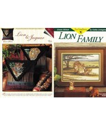 2x Lion &amp; Jaguar Pillows Lion Family Print Cross Stitch Pattern Booklets - $12.99