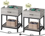 Nightstand With Charging Station, Modern End Table With Drawer, Bedside ... - $295.99