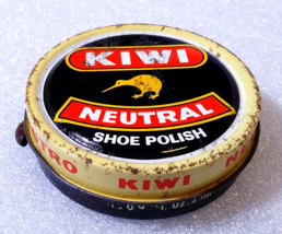 KIWI NEUTRAL ✱ Vintage Antique Grease Shoe Polish Tin Can France 70´s - £12.45 GBP