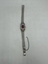 Vtg Seiko 11-3409 Red Dial Womens Wind Up Watch Tested Works Sfty Chain Dmg - $24.08