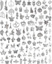 100 PCS DIY Jewelry Making Silver Pendants for Necklace,  Earring, and Bracelet  - £17.34 GBP