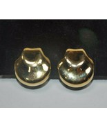 Vintage Ciani Gold Tone over Sterling Silver Clip On Scallop Shape Earrings - £14.80 GBP