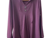 Lotusmile Womens XXL Purple Hooded Jersey Long Sleeve Top Button Accents - $14.27