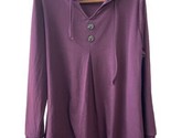 Lotusmile Womens XXL Purple Hooded Jersey Long Sleeve Top Button Accents - £11.40 GBP