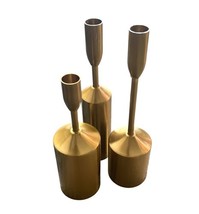 Set of 3 Mid Century Modern Brass Taper Candle Holders Minimalist Decor image 2