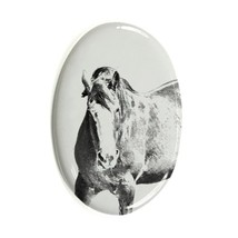 Clydesdale - Gravestone oval ceramic tile with an image of a horse. - $9.99