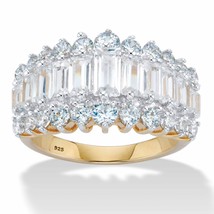 PalmBeach Jewelry 4.38 TCW Baguette CZ Ring Gold-Plated Sterling Silver - £51.40 GBP