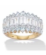 PalmBeach Jewelry 4.38 TCW Baguette CZ Ring Gold-Plated Sterling Silver - £46.87 GBP
