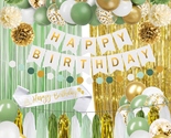 Sage Green Birthday Party Decorations Banner, Fringe Curtain, Circle Dot... - $27.91