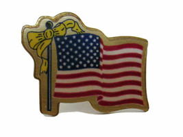 Vtg American Flag Brooch Pin Usa Pinback Red, White &amp; Blue Yellow Ribbon Union - £5.61 GBP