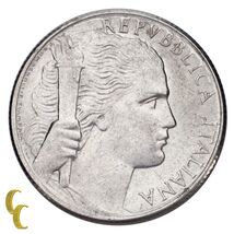 1950 Italy 5 Lire Coin Aluminum About Uncirculated Condition - $39.78