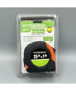 Pittsburgh 25ft x 1in Quikfind Tape Measure 69030 ABS Rubber Wrapped Case - £4.57 GBP