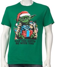 Star Wars Yoda Chrstimas Mens Sz L Shirt  MAY THE GIFTS BE WITH YOU New  - £28.04 GBP