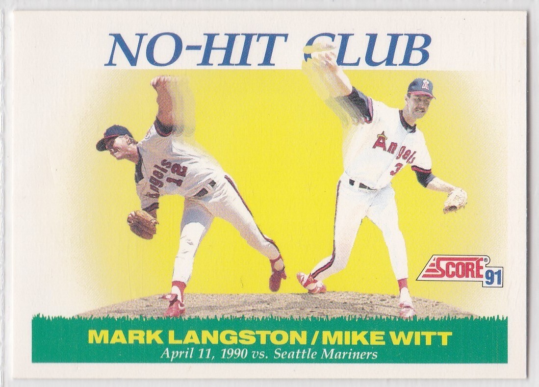 M) 1991 Score Baseball Trading Card - No-Hit Club Mark Langston - Mike W... - $1.97