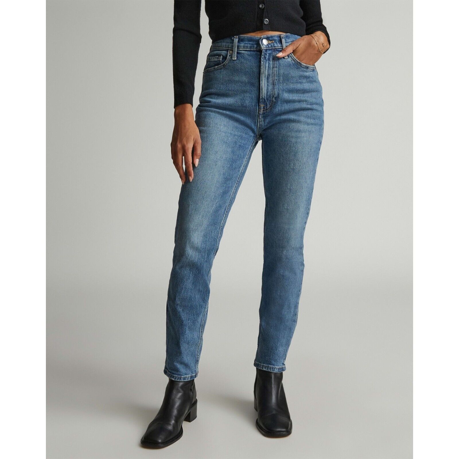 Primary image for Everlane Womens The Original Cheeky Jeans Stretch Worn-In Mid Blue 25 Crop