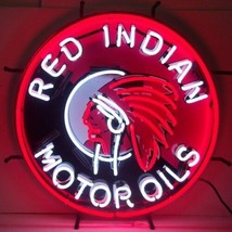 Red Indian Motor Oils Neon Sign 24&quot;x24&quot; - £354.04 GBP