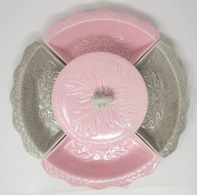 Vintage Hoenig of California USA Chips And Dip Fall Leaf Set Pink and Gray MS - £39.95 GBP