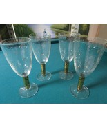 BLENKO GLASSWARE 4  GOBLETS GOLD STEM GOLD DOTS  - $272.14 CAD