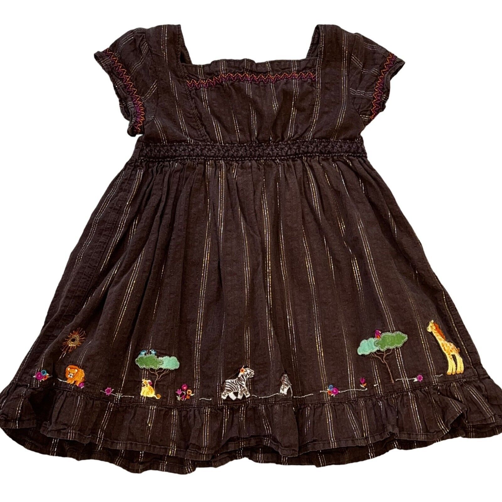 Gymboree Safari Theme Brown Applique Dress 2T Vintage - $17.28