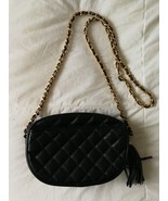 Laura Scott Women's Small Medium Black Purse with Gold & Black Chain Style Strap - $29.69