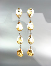 GLITZY Champagne Topaz Czech Crystals Chandelier Pageant Prom Bridal Earrings  - £21.57 GBP