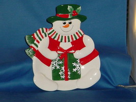 CHRISTMAS DECORATION Snowman Cookie-Candy Dish - $5.44