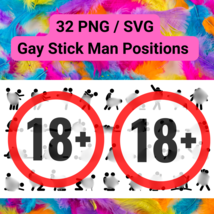 LGBTQ+ Gay Stickman Icons – 32 Erotic Couple Pose Silhouettes | PNG &amp; SV... - €2,63 EUR
