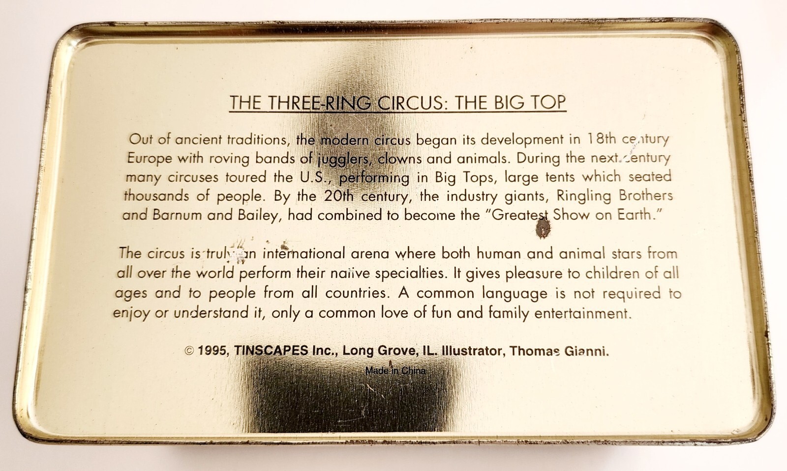1995 The Three Circus Big Top Vintage Tin Tinscapes Thomas Gianni Art E5 Item image 5